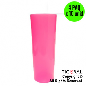 VASO TRAGO LARGO PP CASINO FUCSIA FLUO 280CC (4 pack x 10 unid)